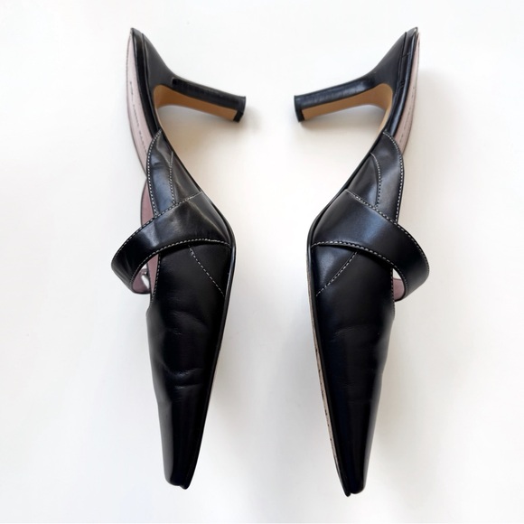Vintage 2000s Anne Klein Leather Mule Heels Y2K 90s - Picture 4 of 9